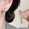 Pendientes de Clip de Lujo Ligero Estilo Hong Kong sin Agujeros para Orejas Pendientes Geométricos de Perla y Camelia para Mujer Sentido Avanzado Simples Elegantes Pendientes Versátiles