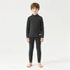 Conjunto de ropa interior térmica para niños, que incluye capas base térmicas de seda y lana, camisetas interiores de cuello alto y pantalones térmicos engrosados, tanto para niños como para niñas.