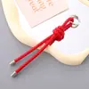 Nueva Bolsa de Teléfono Móvil con Llavero Colgante Decoración de Colgante Tejida a Mano con Cuerda Corta de PU Clásica Versátil de Cuero para Mujeres
