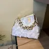 Bolsa Texturizada Estilo Coreano para Mulheres 2025 Nova Tendência Bolsa Transversal com Corrente para o Dia a Dia Bolsa de Ombro com Corrente de Lantejoulas Bolsa com Aba Fashion