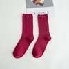 Calcetines para Mujer Transfronterizos, Calcetines de Color Sólido, Calcetines de Media Pantorrilla para Mujer, Calcetines Holgados Zhuji, Calcetines de Color Algodón de Azúcar para Mujer, Venta al por Mayor de Fábrica Coloridos