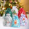 Conjunto de Sacolas de Cetim de Natal Transfronteiriças Saco com Cordão para Doces e Presentes Sacola de Presente com Cordão Personalizada Venda por Atacado