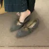 2026 Novos Sapatos Rasos Femininos Bico Fino com Laço Estilo Francês Inspirados em Chanel, Sapatos de Fada Gentis e Versáteis