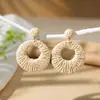 Pendientes de Aro Exagerados Únicos de Rafia, Pendientes Largos Estilo Vacaciones, Joyería Transfronteriza de Primavera, Venta al por Mayor de Pendientes