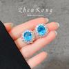 Hermoso Collar con Colgante de Aguamarina de Alta Gama Leyenda del Mar Azul Anillo de Lujo Ligero Aretes Caibao traje Mujer