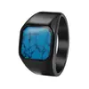 Anillos de Pareja Transfronterizos Europeos y Americanos, Anillos de Boda de Acero Inoxidable, Anillos de Sello al por Mayor, Anillos Grandes de Turquesa, Anillos de Ópalo