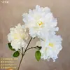 Flor de Seda Hibisco Peônia Simulada de 3 Cabeças, Decoração Estilo Chinês para Sala de Estar em Casa, Material de Flor para Salão de Casamento, Adereços de Fotografia, Flor Artificial