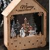 Hong Kong Amor Papai Noel Cabana Casa de Madeira Luminosa Enfeites de Mesa Pintados LED Luz Noturna Enfeites