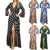 AliExpress deseos explosiones otoño e invierno europeo y americano manga larga tirantes cuello en V estampado ropa de mujer