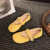 Zapatos Birkenstock amarillos para mujer, nuevo modelo primavera/verano 2025, zapatos planos Mary Jane rojos, zapatos planos estilo de noche para combinar con faldas, mocasines