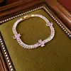Pulseira de Flor Contraste de Cor Gota de Óleo Diamante Vintage Antigo Luxo Leve Nicho Pulseira Retrô Pulseira High-end para Mulheres
