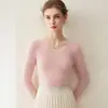 Suéter de punto 100% cachemir puro, nuevo jersey de otoño e invierno ajustado para mujer, suéter básico de color liso