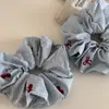 Laço de Cereja Bordado Doce e Fofo Elástico Grande para Cabelo Tendão de Borracha Elegante Acessórios de Cabelo para Rabo de Cavalo Alto para Mulheres