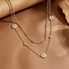 Set de Joyería de Acero de Titanio Flor de Margarita: Tobillera de Crisantemo, Aretes, Collar, Pulsera Conjunto, Conjunto de Margaritas Pequeñas de Verano