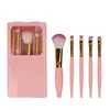 Mini Set Portátil de Brochas de Maquillaje con Espejo, Set Completo de Herramientas, Cerdas Ultra Suaves, Estuche de Almacenamiento, Brocha para Polvos Sueltos para Principiantes