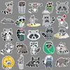 50 peças adesivos criativos de animal guaxinim pequeno adesivos para skate bagagem laptop carro moto decoração