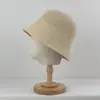 Sombrero de Pescador Liso de Color Puro Estilo Coreano para Mujer, Nuevo Sombrero de Paja Tejido a Mano, Sombrero de Sol Hueco Transpirable para Viajes y Protección Solar