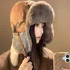 Gorra estilo Lei Feng para hombre y mujer, forrada de polar para invierno, engrosada, cálida, protectora de orejas para ciclismo, exterior a prueba de viento, esquí, gorra de aviador