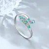 Pulseira de Prata Esterlina Pavão Cloisonné Filigrana Feita à Mão Prata Pura S999 Pavão Aberto Tela Aberta Pulseira de Prata para Mulheres Cor Esmalte