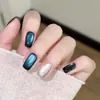 Gato Ojo de Luna Marrón y Azul de Alta Calidad Elegante Estilo Girly Estilo Hermana Real Blanqueadora Manicura Estilo Corto 30 Piezas Manicura Usable