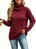 Suéter de gola alta em tricô de cabo retrô europeu e americano, novo para comércio exterior transfronteiriço da Amazon, blusa básica de malha de manga longa, cor sólida, para usar por baixo