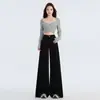 Calças Retrô Estilo Americano Largas Soltas Perna Larga Combina com Tudo Cintura Alta Fashionável Dape Calças Casuais Calças Trendy e Longas Femininas
