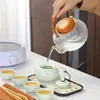 Juego de Té de Cerámica Dingyao con Una Tetera, Cuatro Tazas, Bandeja de Té, Bolsa Portátil, Set de Regalo de Lujo Ligero para Viajes Rápidos al Aire Libre