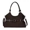 Bolsa de grande capacidade para o dia a dia, bolsa de ombro estilosa, bolsa tote estilo retrô americano de motocicleta, bolsa de axila casual com fivela de cinto