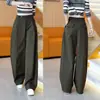 Pantalones casuales blancos de pierna ancha para mujer, nueva colección primavera/otoño 2026, adecuados para figuras petite, resistentes a las arrugas, con caída fluida, pantalones largos, pantalones de traje