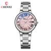 Reloj Chenxi Chenxi Roman Couple, calendario, correa de acero azul, rosa y blanco, resistente al agua, luminoso, clásico, de cuarzo transfronterizo.