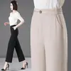 Pantalones anchos de tacto helado hechos a medida para mujer, estilo fino, nueva colección de verano 2026, holgados y frescos, pantalones de pierna recta para madres bajitas