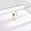 Anillo Popular Transfronterizo de Acero de Titanio Abierto de Circonia Colorida para Mujer, Anillo de Oro de 18 Quilates que No se Desvanece, Moderno y Versátil