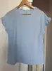 Amazon Mujer Europeo y Americano Transfronterizo 2025 Primavera y Verano Nuevo Color Puro Cuello Redondo Dulce Camiseta de Manga Corta Top Cut Out