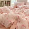 Algodão Lavado Fio Duplo Cama Quatro Peças Estilo Princesa Algodão Capa de Edredom Algodão Tricotado Algodão Lençol de Cama Jogo de Cama Três Peças
