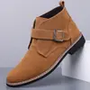 Botas de Cuero para Hombre de Caña Alta Slip-on Zapatos Formales Casuales de Caballero Otoño Invierno Parte Superior de Piel de Vaca Botines Talla Grande