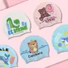 Gorro de Natación Infantil de Conejo Lindo Multicolor, Silicona Engrosada, Alta Elasticidad, Cómodo Gorro de Natación de Dibujos Animados para Niños Pequeños en la Piscina