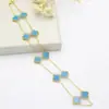 Popular Collar de Trébol de Cuatro Hojas Doble Cara con 10 Flores Acero de Titanio No se Desvanece Lujo Accesible Moda Colgante de Flor de Gama Alta Cadena para la Clavícula