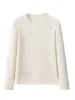 Otoño/Invierno Nuevo Hilo Original Fibra de Algas Cuello Redondo Capa Interior Manga Larga Top para Mujer Color Sólido Simple Versátil Casual Estilo Básico