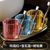 Copo para Escova de Dentes Imitação de Cristal Diamante High-End Transparente com Drenagem Invertida para Estudantes de Dormitório Casal Escovação de Dentes e Copo para Enxágue Bucal