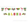 Aloha Hola Verano Banner de Verano Decoración de Fiesta Guirnalda Banner Flamenco Flor de Verano Decoración Banner