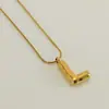 Venta Caliente Transfronteriza 26 Collares en Inglés A-Z Letra Gruesa Cadena de Serpiente Redonda Chapado en Cobre Oro de 18K Colgante de Letra Burbuja para Mujer