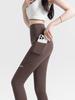 Pantalones de tiburón para mujer, ropa exterior, bolsillo de malla, nueve puntos, finos, primavera y otoño, cintura alta, adelgazantes, deportivos, fitness, yoga, leggings