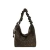 Yue Zi 2026 Outono Inicial Nova Bolsa Versátil para o Dia a Dia Bolsa Tote Plissada de Um Ombro Grande Capacidade Estampa de Leopardo Bolsa Transversal Fashion