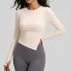 La Nueva Ropa de Yoga Ajustada con Abertura de Juyitang es Transpirable, Absorbe la Humedad, de Manga Larga, Ropa Deportiva Casual y de Fitness para Mujer