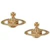 Pendientes Saturno de Trébol de Cuatro Hojas para Mujer, Pendientes de Planeta de Alta Gama Versátiles Incrustados de Diamantes, Regalo para Novia, Diseño Exquisito Simple y Único
