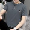 Pure Cotton T-shirt Masculino de manga curta Round Neck Top Clothes Summer Loose Trendy Cotton Half-sleeved Sports T-shirt Base Shirt