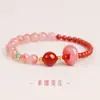 Pulsera de Cristal de Fresa Natural para Mujer, Nuevo Estilo Chino Cuentas de la Fortuna, Diseño de Anillo Corredizo, Pulsera Roja del Sur, Venta al por Mayor desde Fabricante