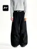 Pantalones de Trabajo Rectos Vintage con Cordón para Hombre y Mujer, Plisados, Modernos, de Alta Gama, Pierna Ancha, Adelgazantes, Casuales