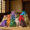 Bolsa para joyas de lino fino, bolsa Lotus, bolsa para guardar joyas, bolsa con cordón, bolsa Lotus pequeña, tienda de fábrica