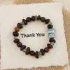 Pulsera de Grano de Café de Cerámica Jingdezhen, Refrescante y que no se decolora, Joyería de Alta Gama para Mujer, Accesorio Versátil de Nuevo Estilo Chino, Mayoreo